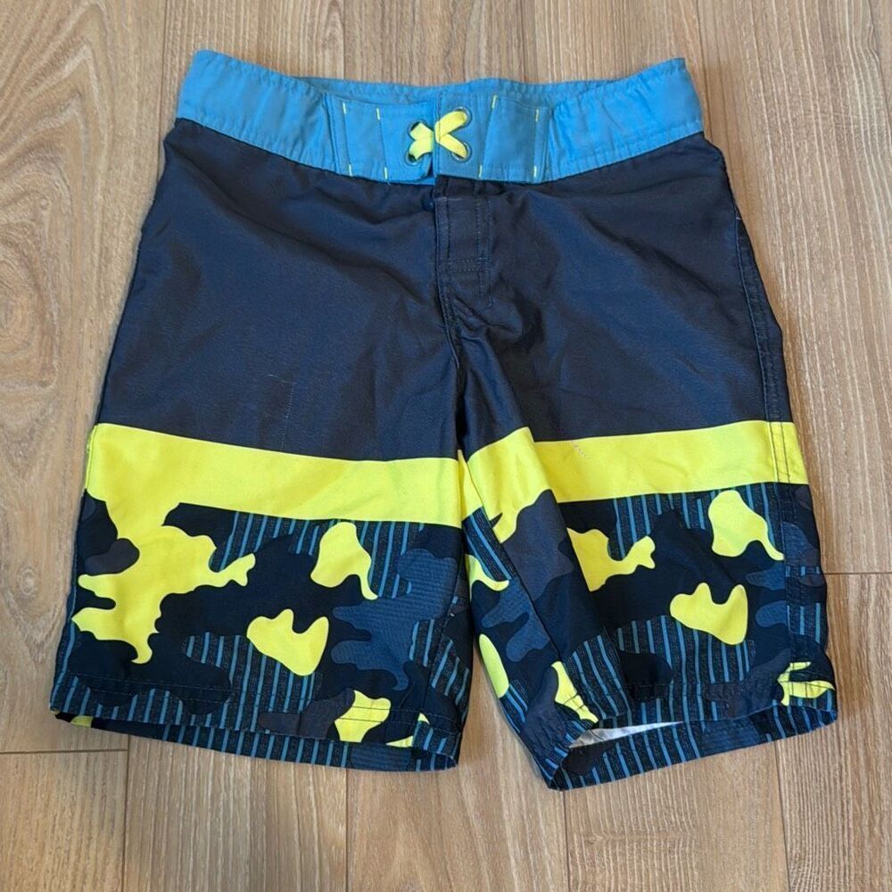 Cherokee boys swim trunk size 10 blue and green camo‎